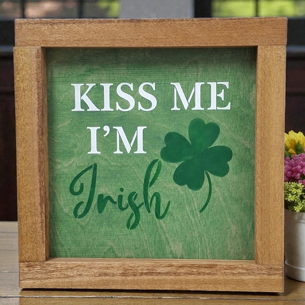 St Patricks Valentine Reversible Painted Crafted Wood Sign